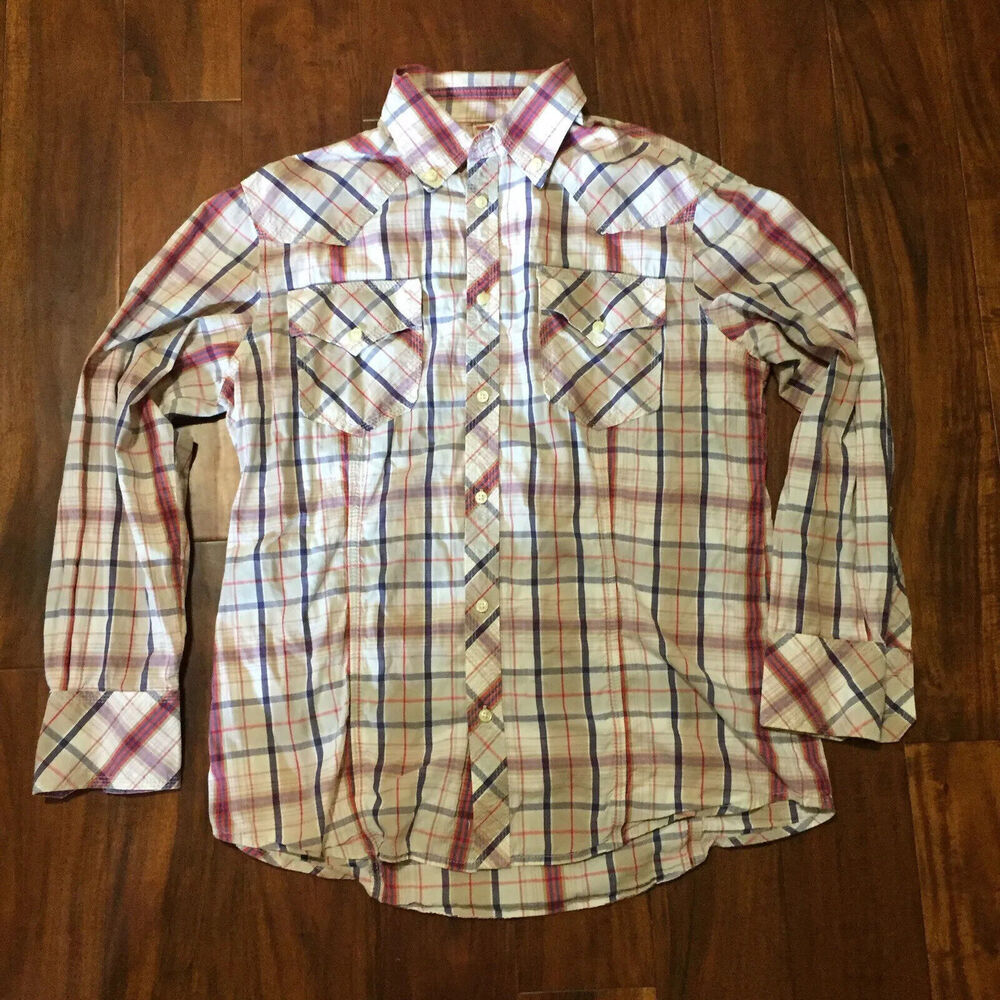 True Religion Shirt Mens XXLarge Plaid Multicolor Western Long Sleeve